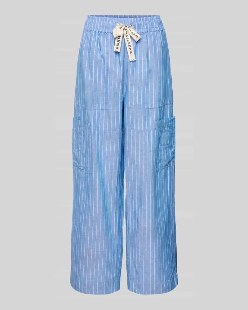 Scotch&Soda Wide Leg Stoffhose aus Baumwoll-Leinen-Mix Hellblau