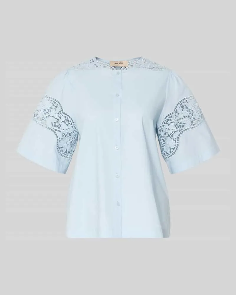 Mos Mosh Regular Fit Bluse mit Spitze Modell 'Rooma Cotoni Hellblau