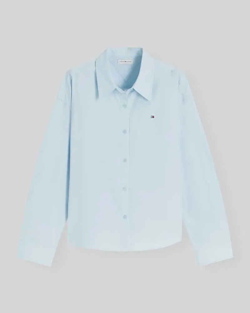 Tommy Hilfiger Regular Fit Langarmbluse aus reiner Baumwolle Hellblau