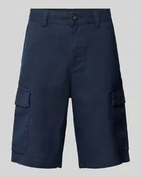 HUGO BOSS Regular Fit Leinenshorts mit Cargotaschen Modell 'Sisla Marine