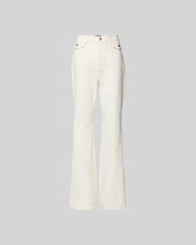 ROTATE Birger Christensen Flared Fit Jeans mit Pattentaschen Weiss