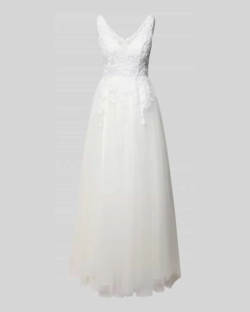 LUXUAR Regular Fit Brautkleid mit floralem Spitzenbesatz Offwhite