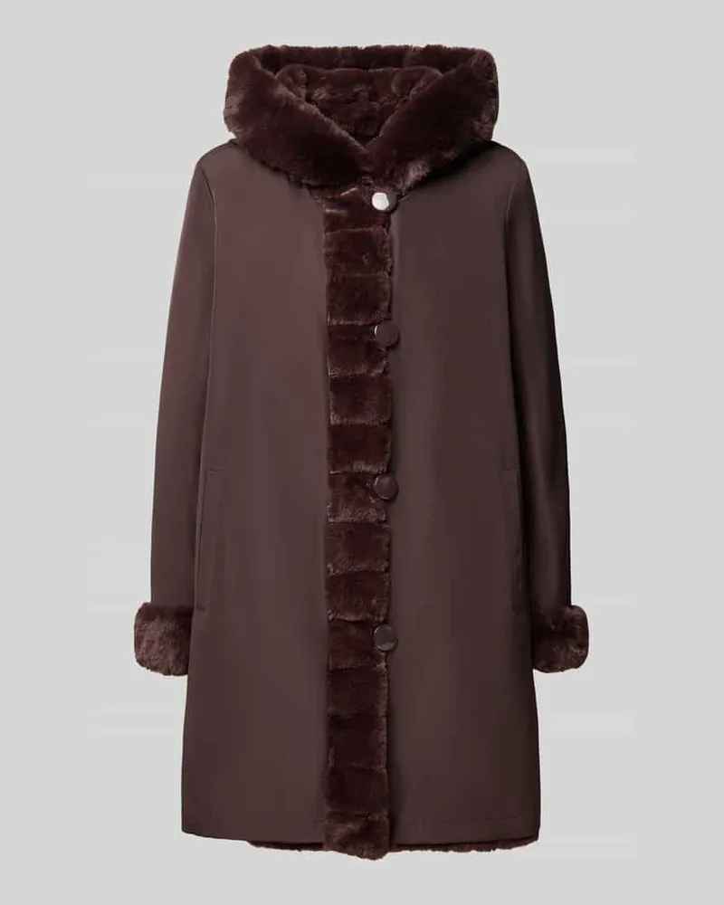 PETITE M. Regular Fit Mantel mit Wendefunktion und Webpelz-Innenseite Aubergine