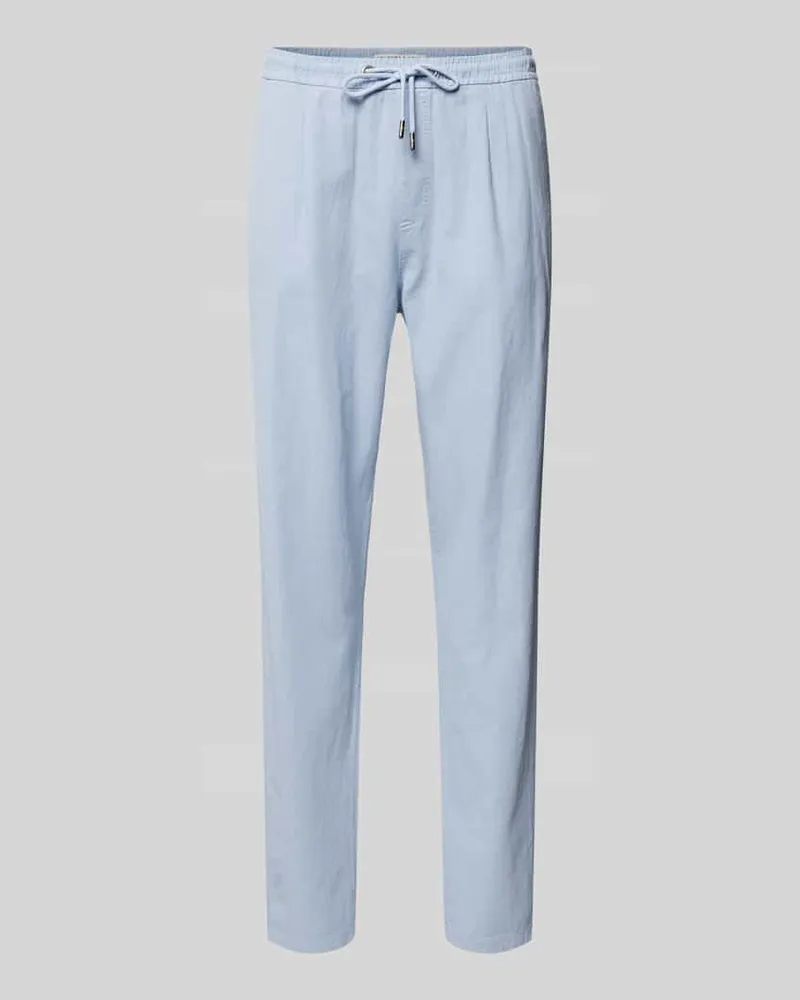 colours & sons Cropped Chino aus Leinen mit elastischem Bund Anthrazit