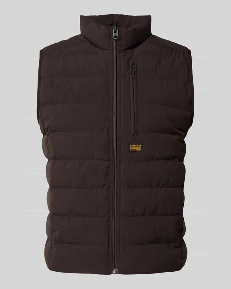 G-STAR RAW Steppweste mit Stehkragen Dunkelbraun