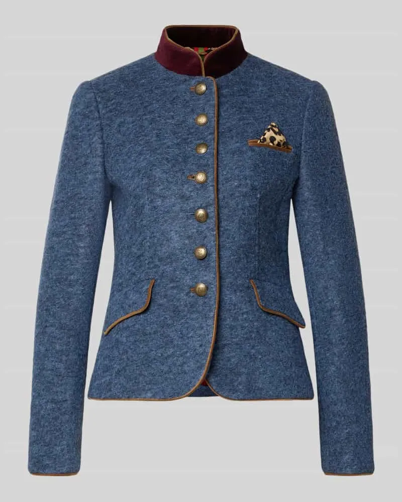 White Label Slim Fit Blazer aus Woll-Mix mit Pattentaschen Bleu