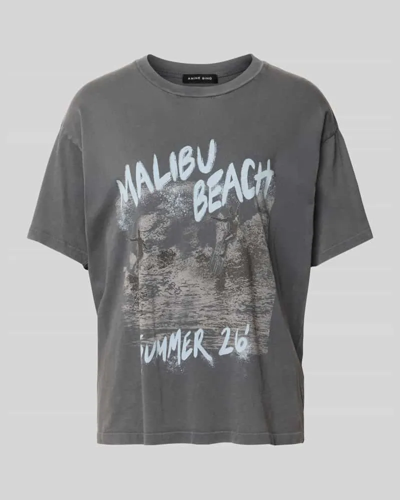 Anine Bing T-Shirt mit Malibu Beach Print Black