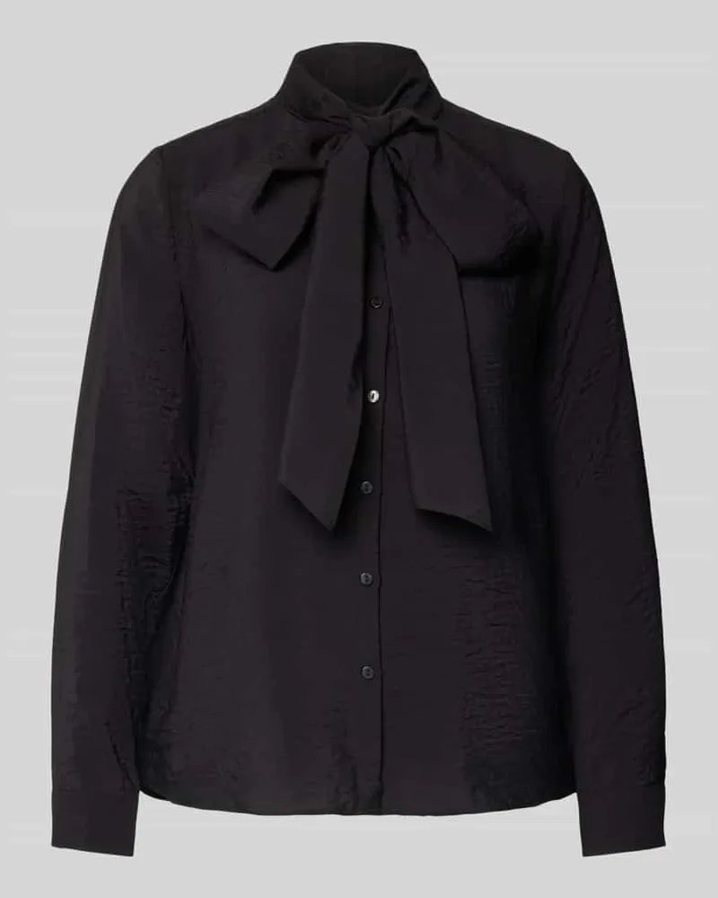 Milano Italy Regular Fit Bluse mit Schleifen-Detail Black