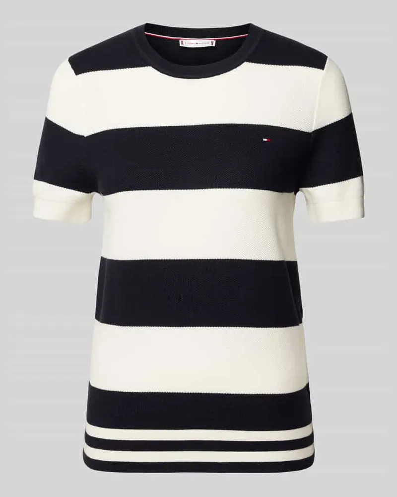 Tommy Hilfiger Strickshirt mit Logo-Stitching Modell 'RUGBY Marine