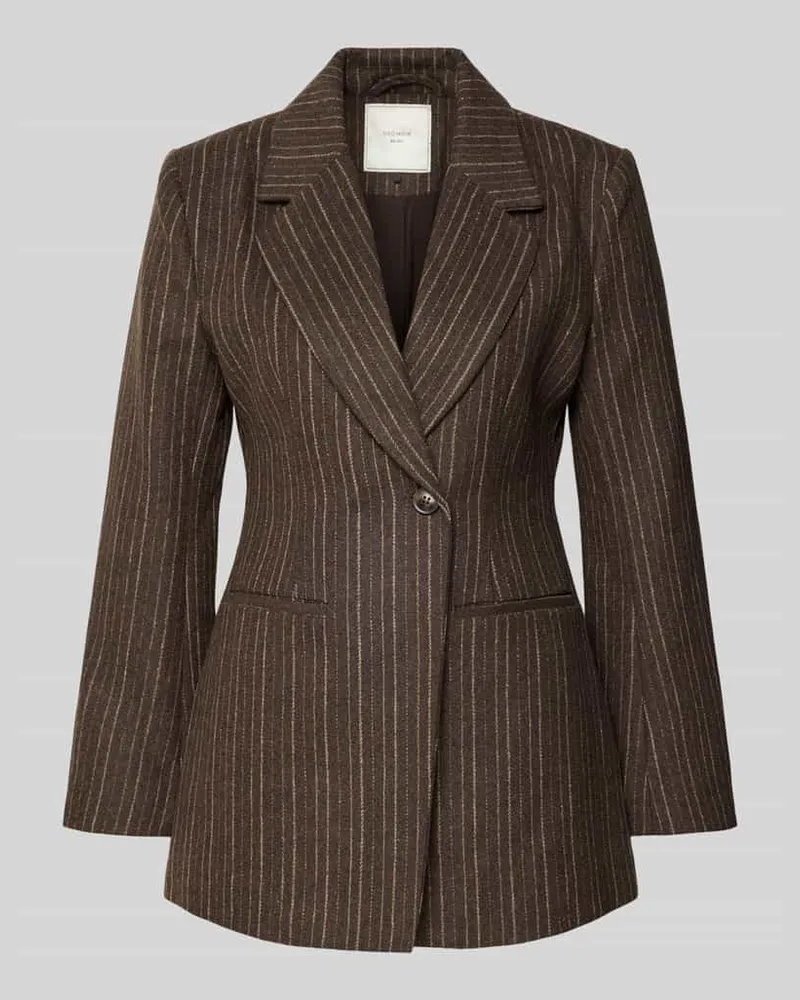 Neo Noir Longblazer mit Knopfverschluss Mittelbraun