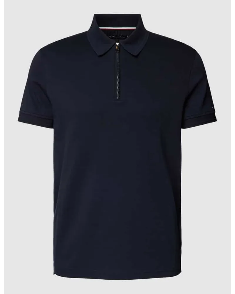 Tommy Hilfiger Slim Fit Poloshirt mit kurzem Reißverschluss Dunkelblau