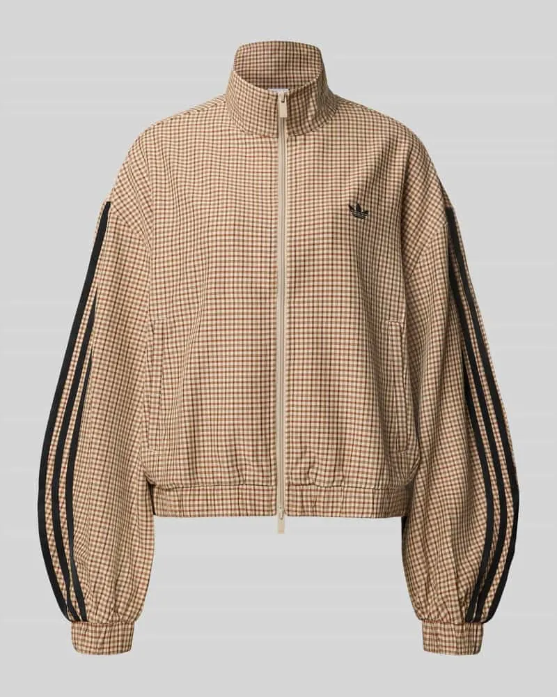 adidas Slim Fit Sweatjacke mit Logo-Stitching Modell 'CHECKS Beige