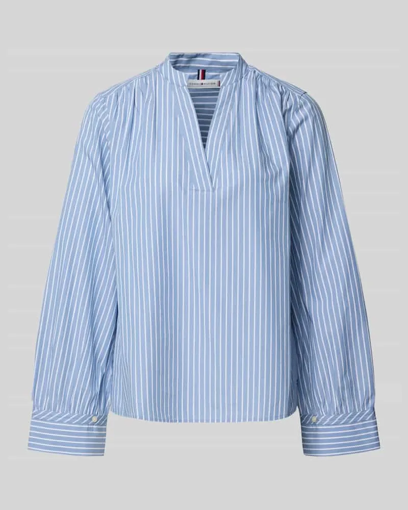 Tommy Hilfiger Regular Fit Langarmbluse aus reiner Baumwolle Hellblau