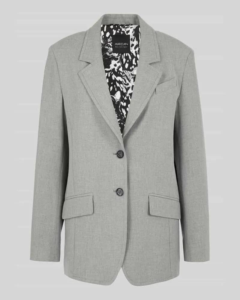 Marc Cain Regular Fit Longblazer mit Kontraststreifen Mittelgrau