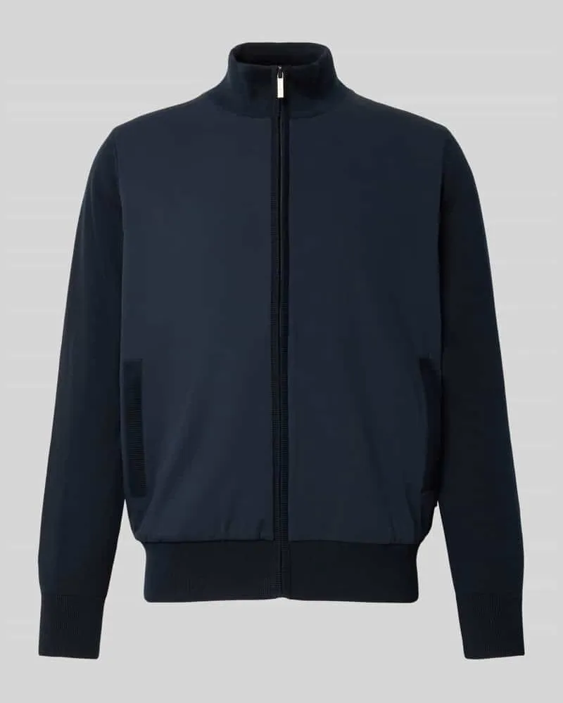 Bugatti Regular Fit Bomberjacke aus reiner Baumwolle mit Reißverschluss Marine