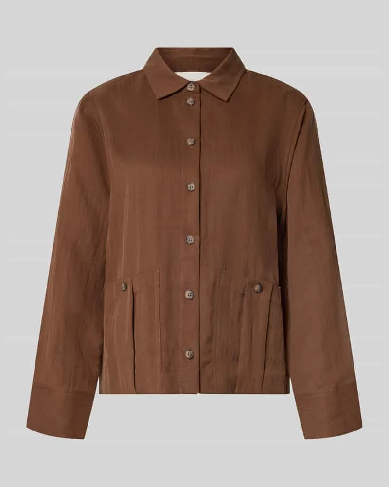Fynch-Hatton Jacke mit Knopfleiste und aufgesetzten Taschen Hellbraun