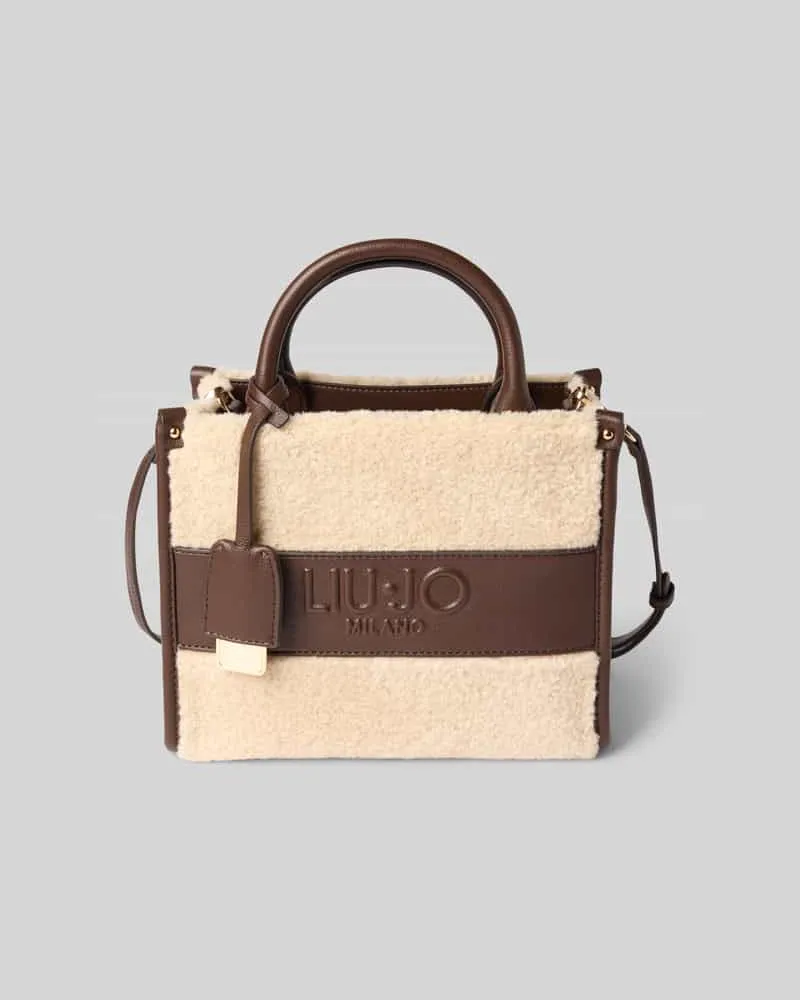 Liu Jo Handtasche mit Teddyfell und Label-Detail Beige