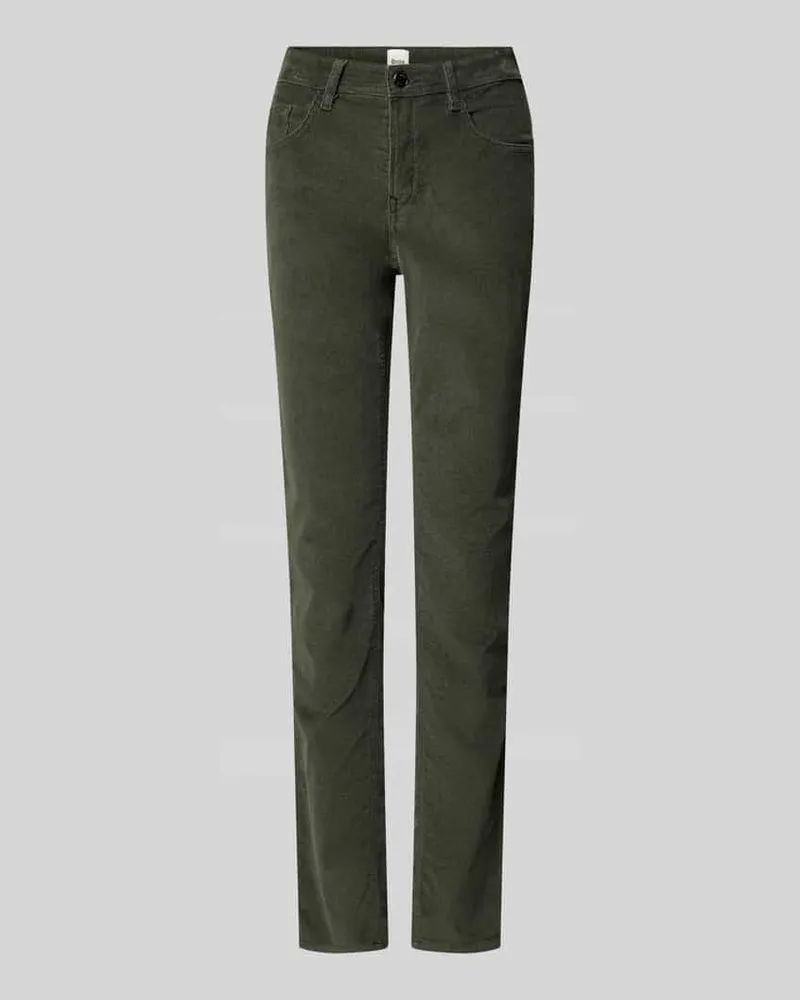 Brax Slim Fit Cordhose aus Baumwoll-Mix Modell 'Mary Dunkelgruen