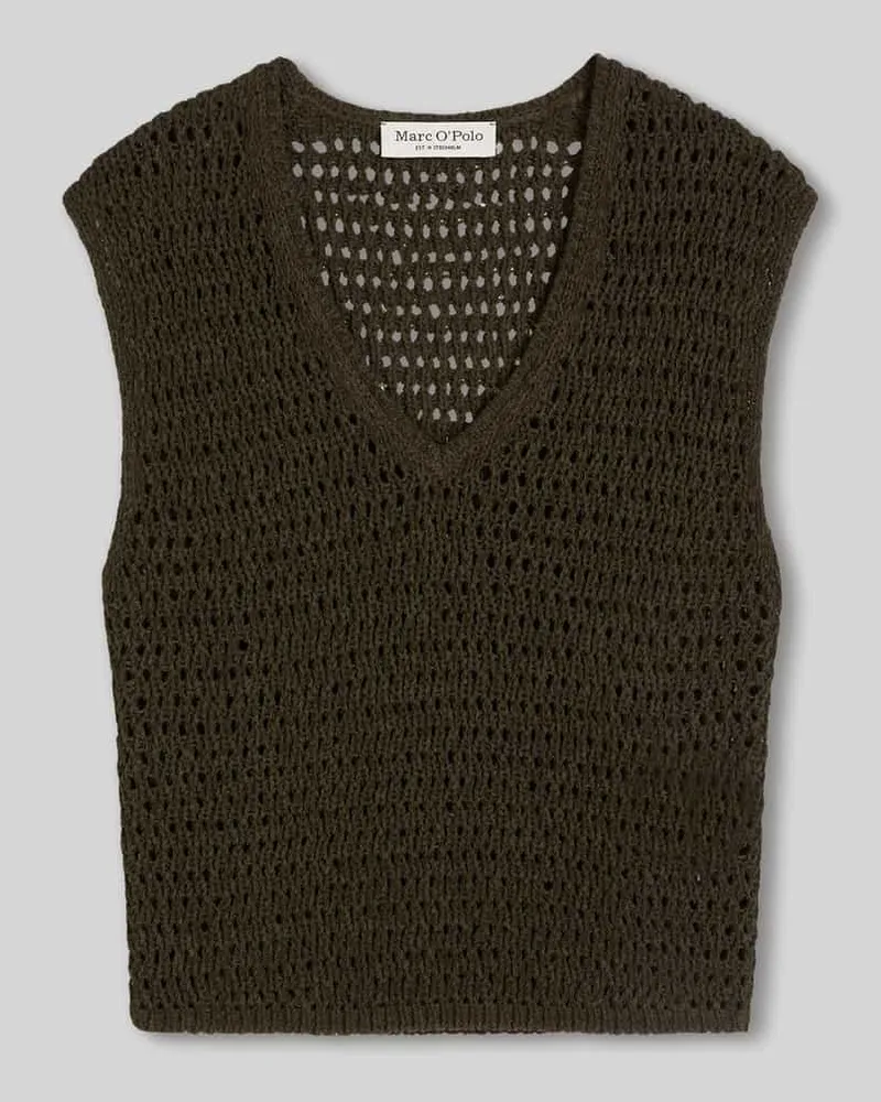 Marc O'Polo Slim Fit Pullunder aus Baumwoll-Mix Mittelbraun