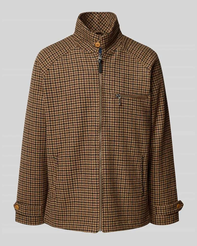 Deus Ex Machina Jacke mit Stehkragen und Ärmelriegeln Mittelbraun