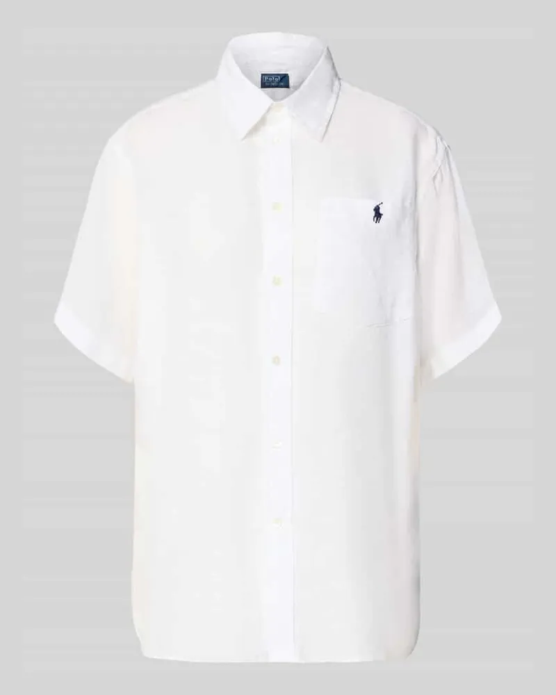 Ralph Lauren Oversized Hemdbluse aus reinem Leinen Weiss