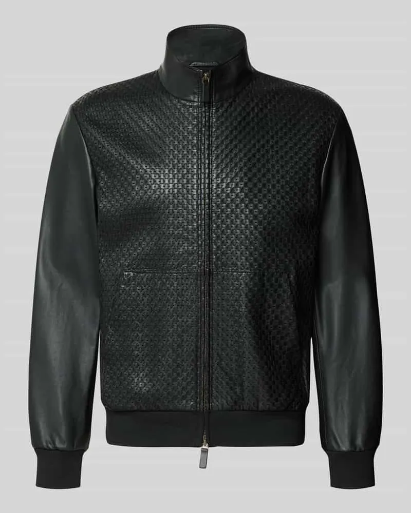 Emporio Armani Lederjacke aus Lammleder mit Eingrifftaschen Black