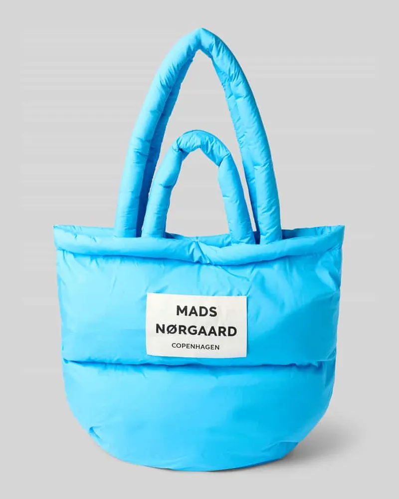 Mads Nørgaard Tote Bag mit Logo-Patch in Stepp-Optik Modell 'Pillow Hellblau