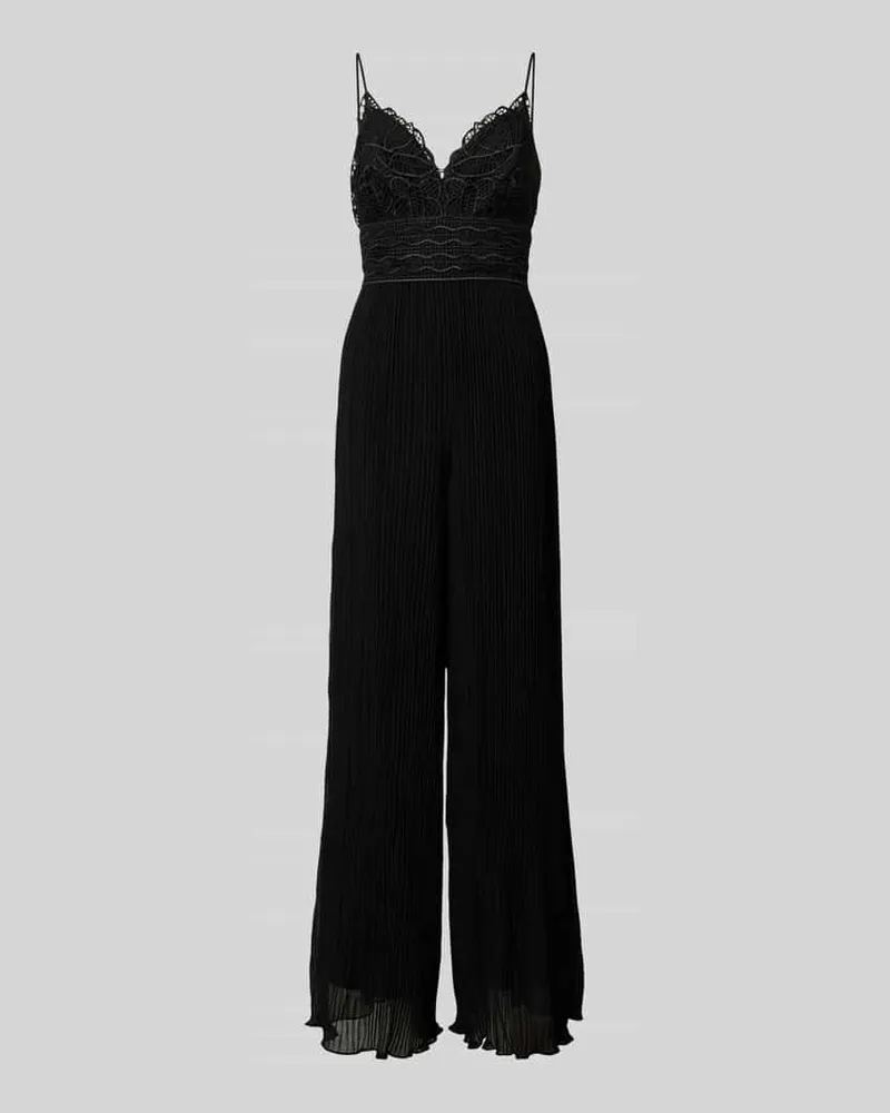 Guess Jumpsuit mit Plisseefalten und Spitzenbesatz Black