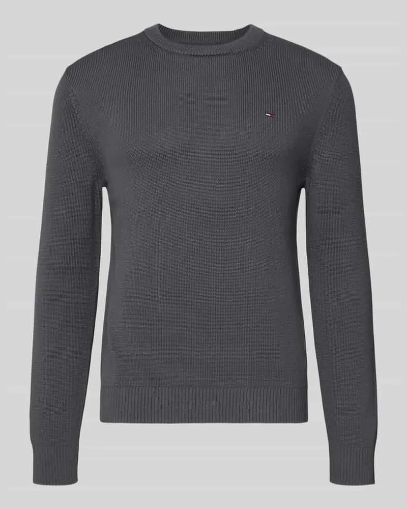 Tommy Hilfiger Regular Fit Strickpullover aus reiner Baumwolle Anthrazit