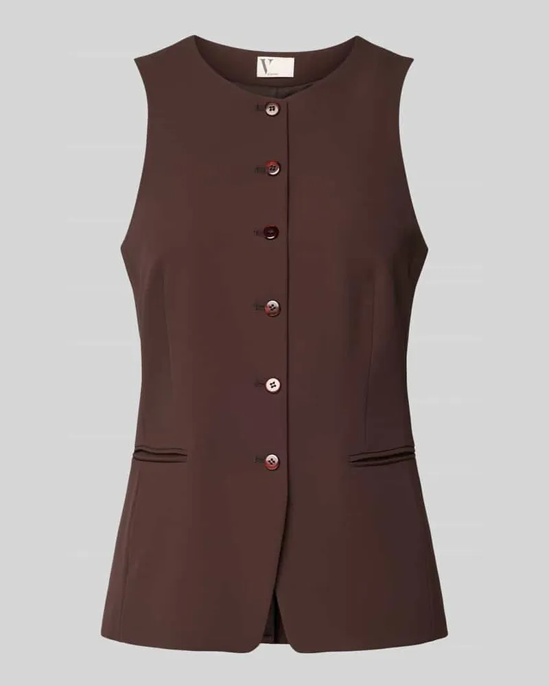 Vera Mont Weste mit Rundhalsausschnitt und Paspeltaschen Dunkelbraun