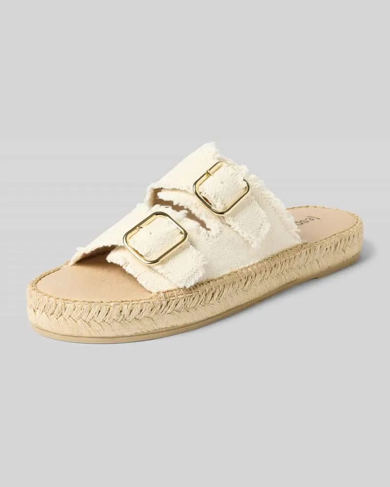 Espadrij Sandalette mit Dornschließen Modell 'CLAQUETTE LIN Offwhite