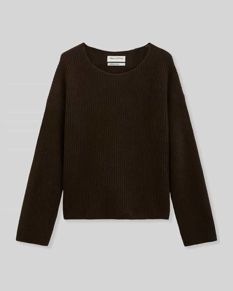 Marc O'Polo Relaxed Fit Pullover aus Schurwoll-Mix Dunkelbraun