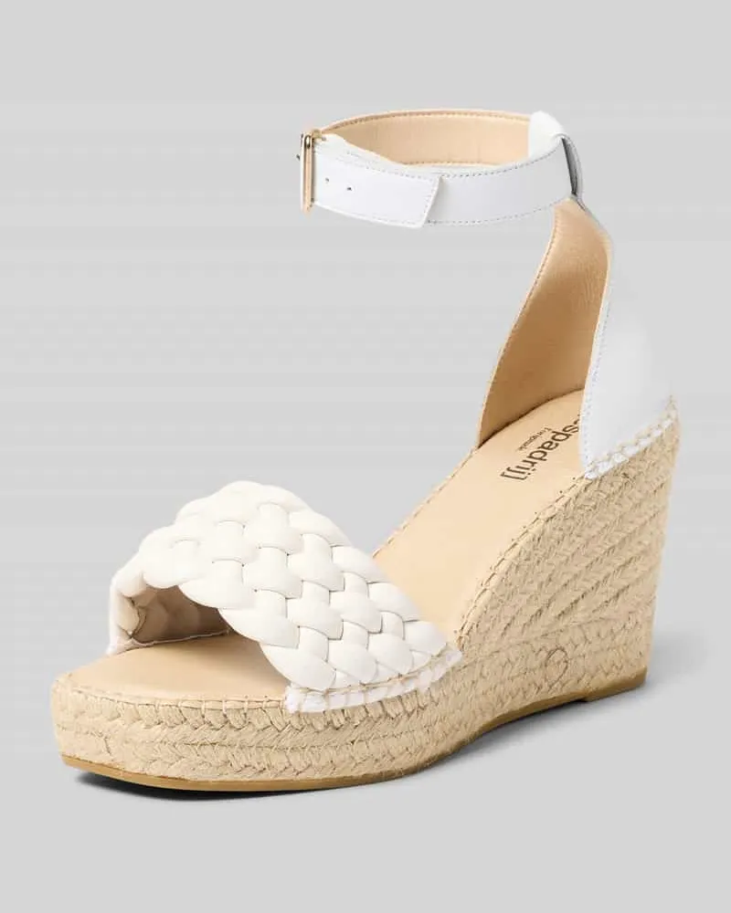 Espadrij Wedges in Flecht-Optik mit Dornschließe Modell 'SAINT TROPEZ Weiss