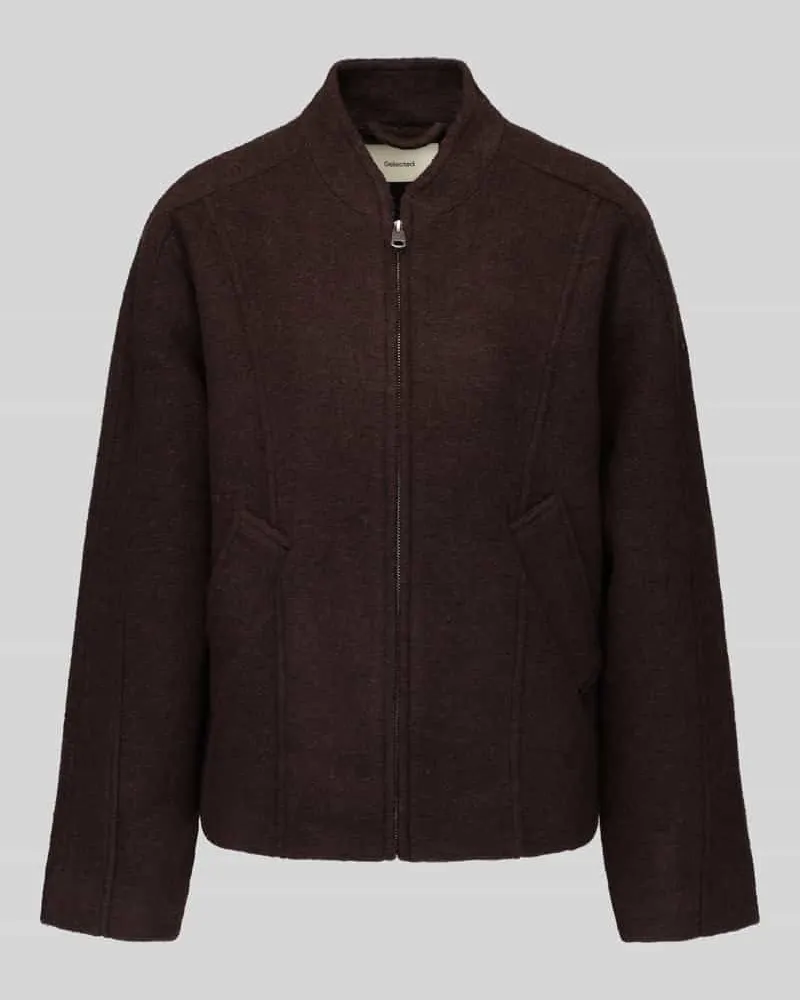 Selected Regular Fit Blouson aus Woll-Mix Modell 'JACQUELINE Dunkelbraun