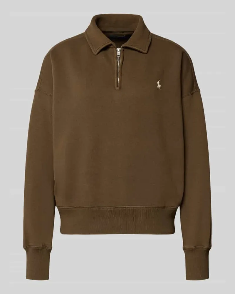 Ralph Lauren Sweatshirt mit Label-Stitching Dunkelbraun
