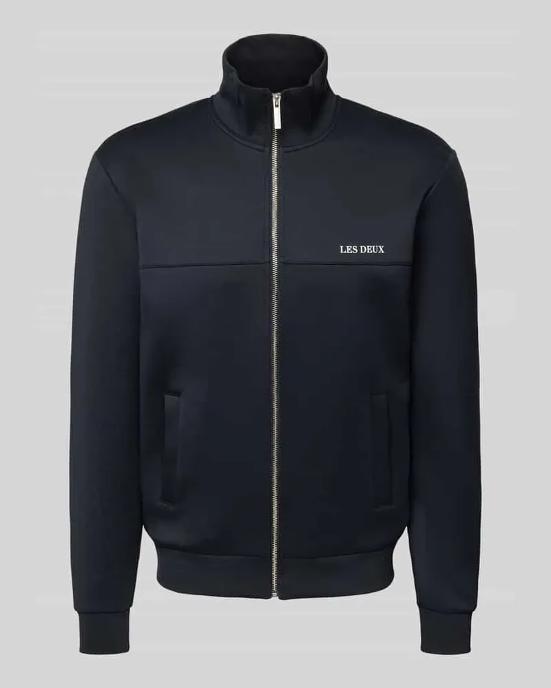 LES DEUX Sweatjacke mit Label-Print Modell 'Ballier Marine