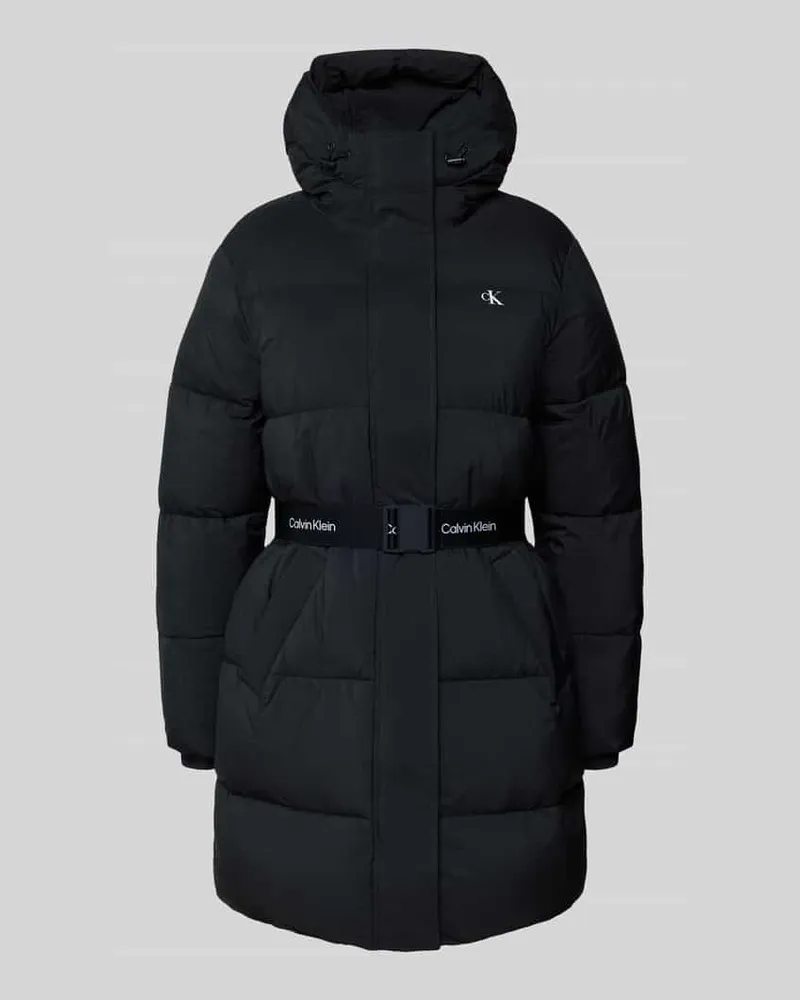 Calvin Klein Steppmantel mit Label-Print Black