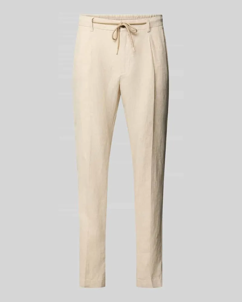 Manuel Ritz Hose mit Bügelfalten und Tunnelzug Sand