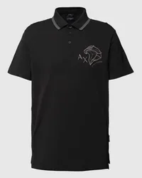 Armani Exchange Poloshirt mit Label-Motiv-Stitching Black