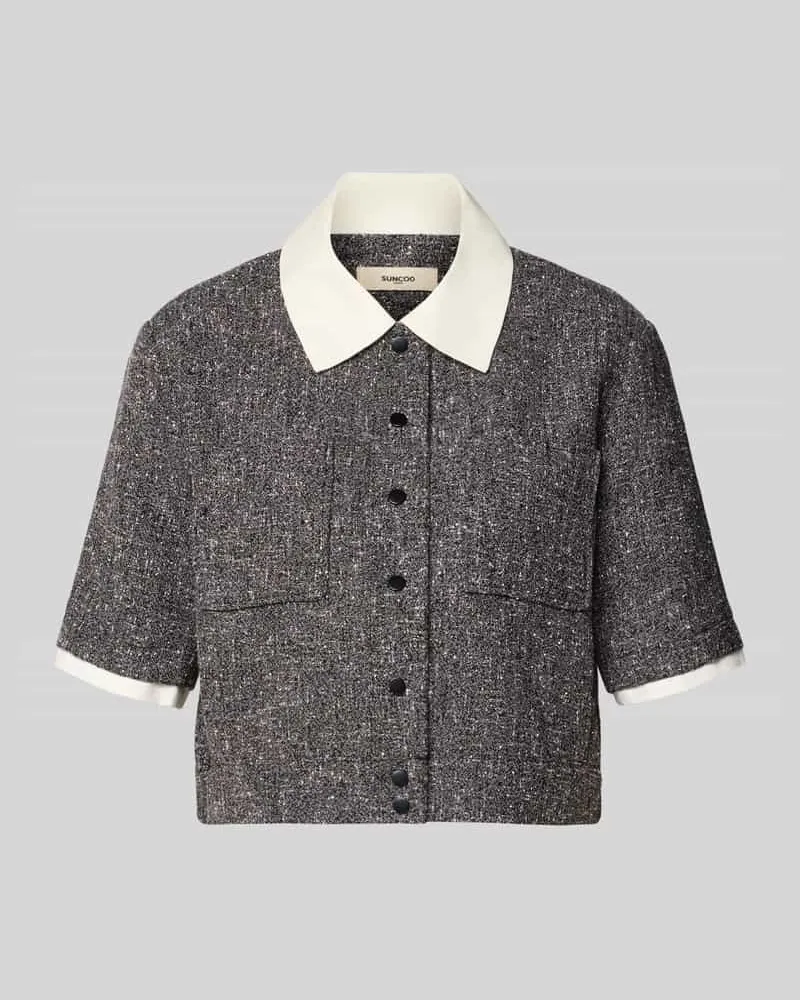 Suncoo Cropped Bluse mit Brusttaschen Modell 'LINO Mittelgrau