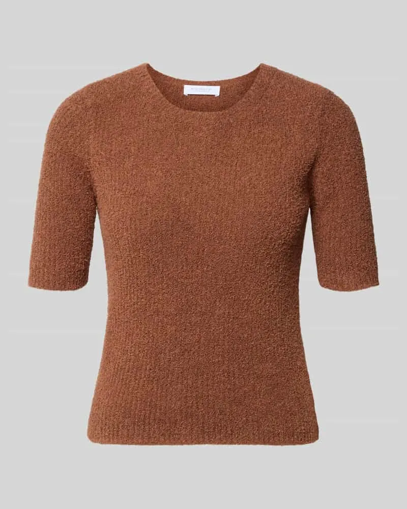 Rich&Royal T-Shirt in Strick-Optik mit Rundhalsausschnitt Cognac