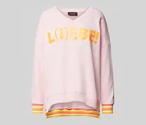 Sweatshirt mit Statement-Print Modell I)EBE' in neon rosa