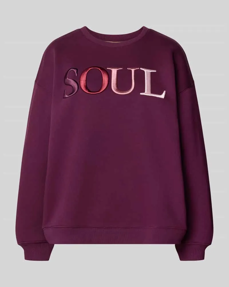 Smith & Soul Oversized Sweatshirt aus Baumwoll-Mix mit Statement-Stickerei Bordeaux