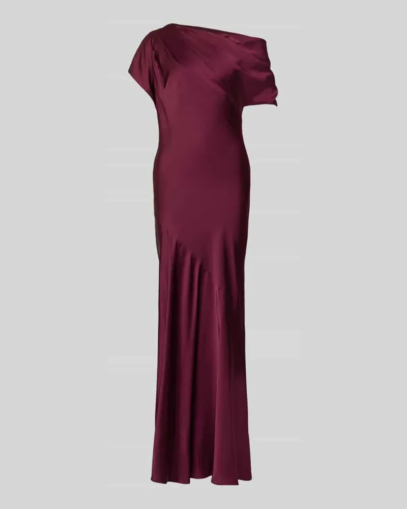 Ralph Lauren One-Shoulder-Abendkleid aus Satin Modell Modell 'NEAGAN Dunkelrot