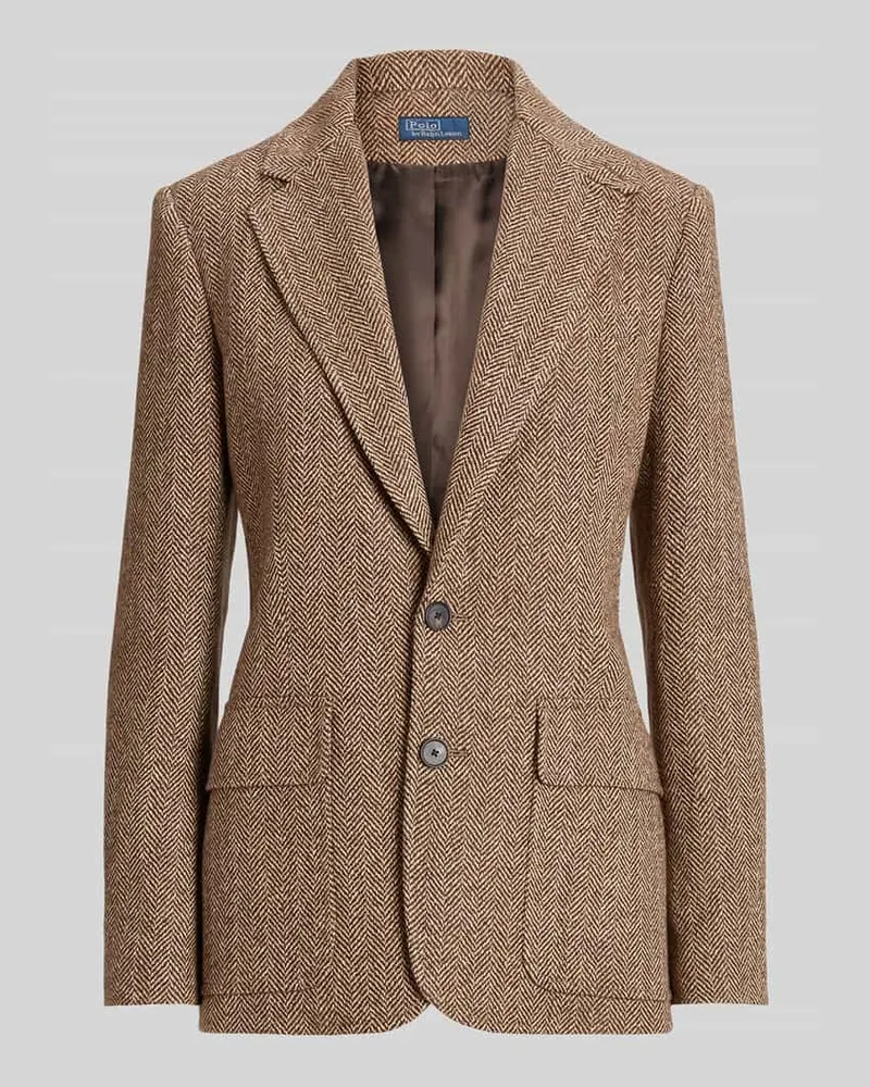 Ralph Lauren Taillierter Longblazer aus Leinen-Seide-Mix mit Woll-Anteil Modell 'HERTIAGE Camel
