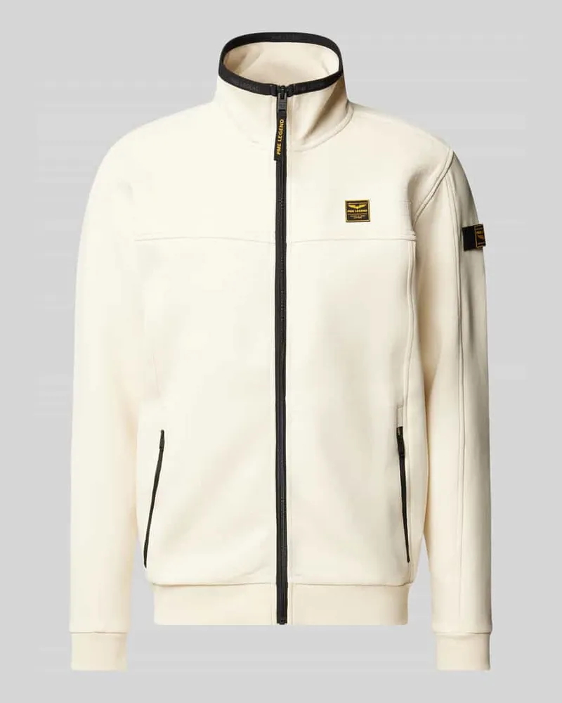 PME Legend Sweatjacke mit Label-Badges Modell 'spacer look Offwhite