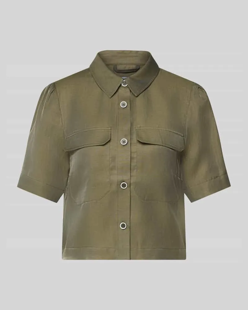 More & More Regular Fit Bluse aus Lyocell-Mix mit Brusttaschen Oliv