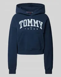 Tommy Hilfiger Cropped Hoodie mit Label-Print Modell 'VARSITY Marine