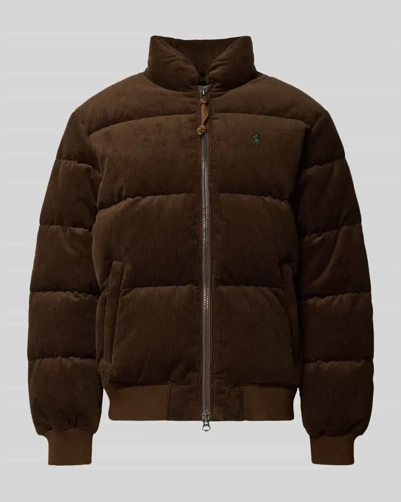 Ralph Lauren Steppjacke aus Cord mit Zweiwege-Reißverschluss Dunkelbraun