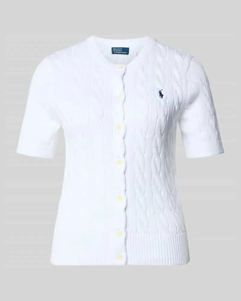 Ralph Lauren Regular Fit Strickjacke aus reiner Baumwolle Weiss
